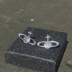 Silver Vivienne Westwood stud earrings.
